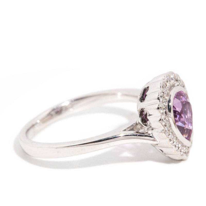 Priya Pink Purple Sapphire & Diamond Ring 18ct White Gold