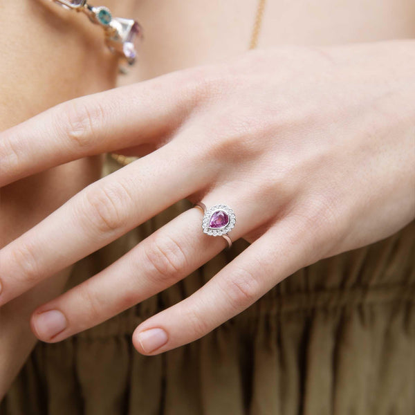 Priya Pink Purple Sapphire & Diamond Ring 18ct White Gold