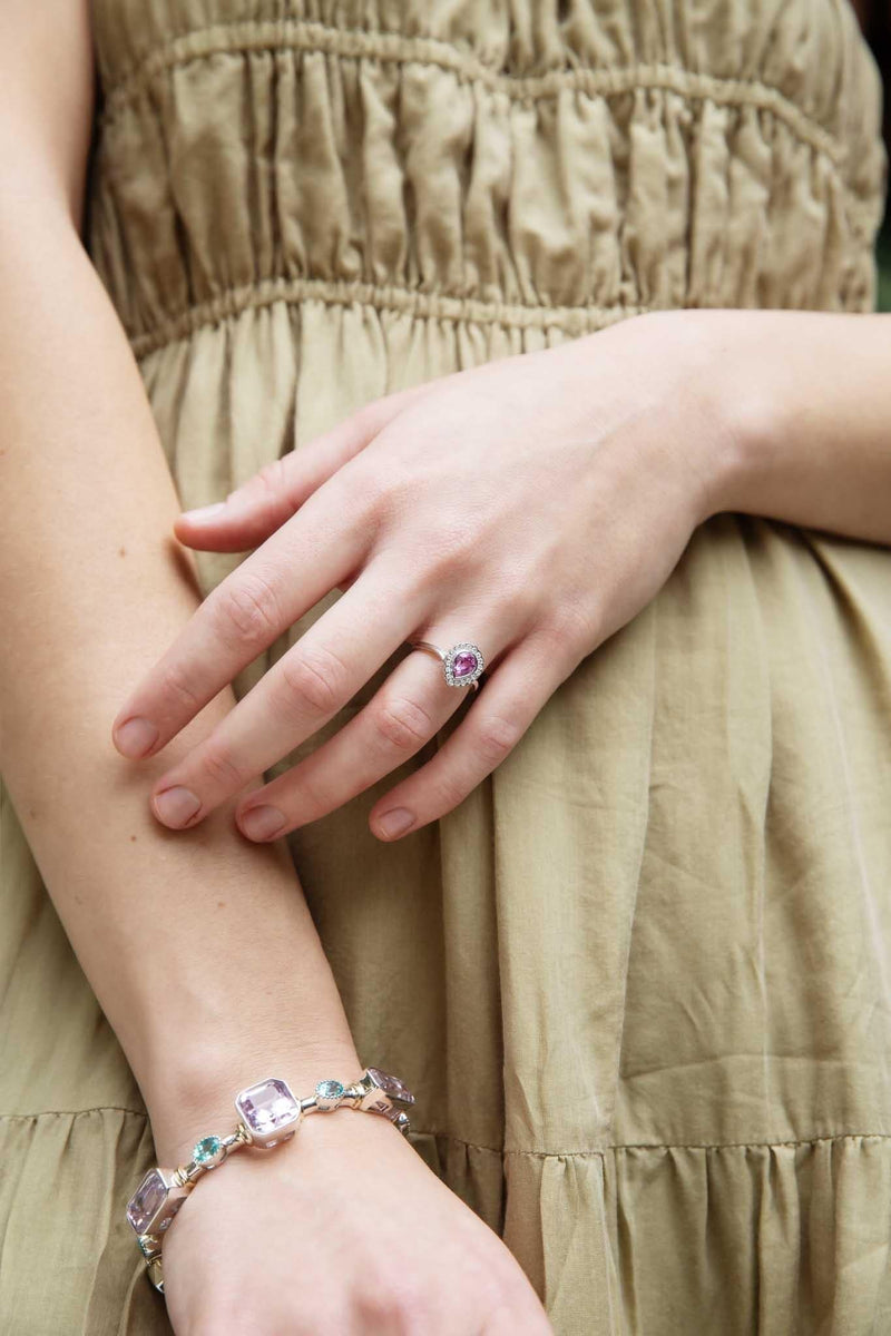 Priya Pink Purple Sapphire & Diamond Ring 18ct White Gold