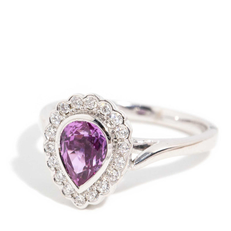 Priya Pink Purple Sapphire & Diamond Ring 18ct White Gold