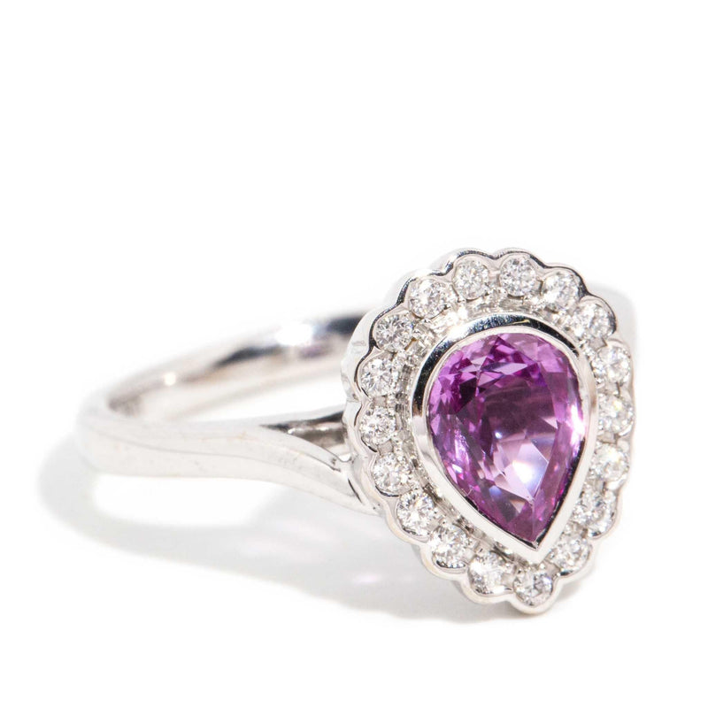 Priya Pink Purple Sapphire & Diamond Ring 18ct White Gold