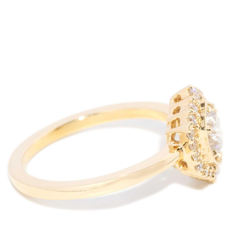 Quinn 0.92ct Hexagonal Halo Diamond Ring 18ct Gold