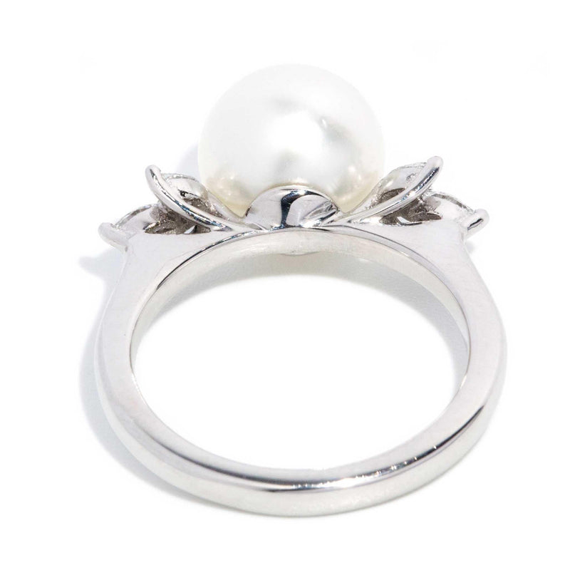 Raziah Pearl & Diamond Ring 18ct White Gold