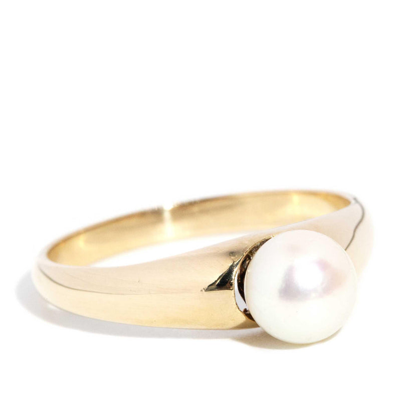 Reima 1980s Pearl Solitaire Ring 9ct Gold