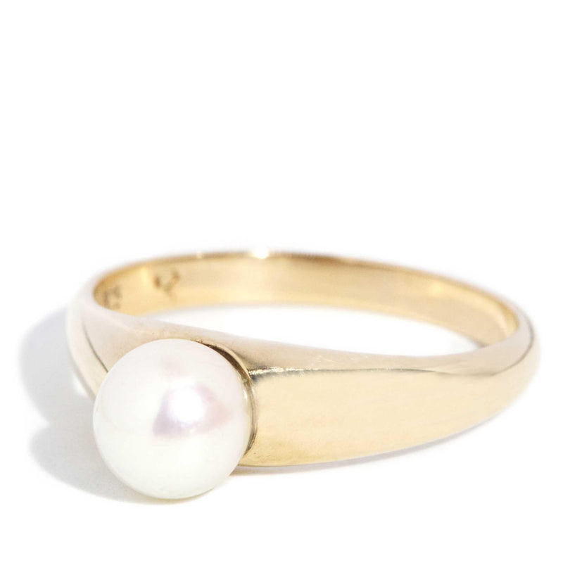 Reima 1980s Pearl Solitaire Ring 9ct Gold