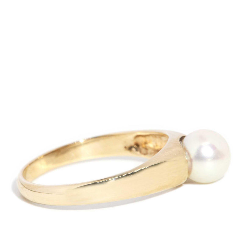 Reima 1980s Pearl Solitaire Ring 9ct Gold