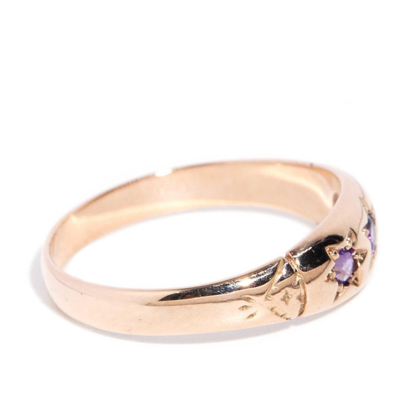 Reina 1980s Star Set Amethyst Ring 9ct Rose Gold