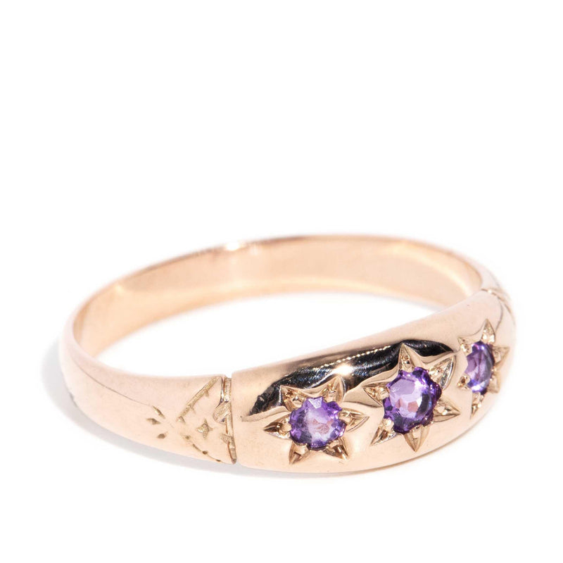 Reina 1980s Star Set Amethyst Ring 9ct Rose Gold