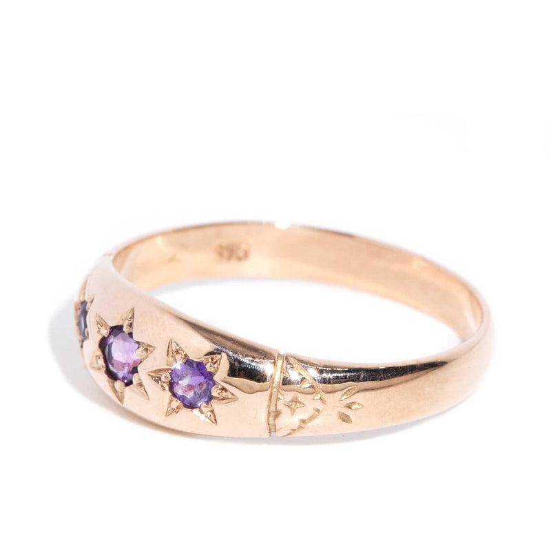 Reina 1980s Star Set Amethyst Ring 9ct Rose Gold