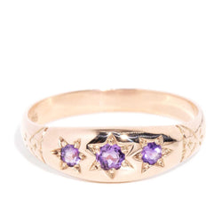 Reina 1980s Star Set Amethyst Ring 9ct Rose Gold