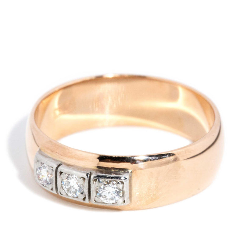 Richelle 1980s Diamond Three Stone Band 14ct Gold