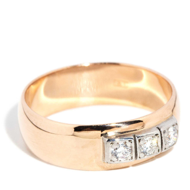 Richelle 1980s Diamond Three Stone Band 14ct Gold