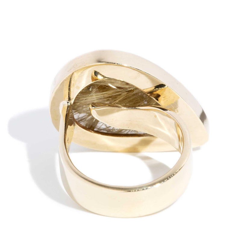 Romi 1990s Rutilated Quartz Ring 9ct Gold