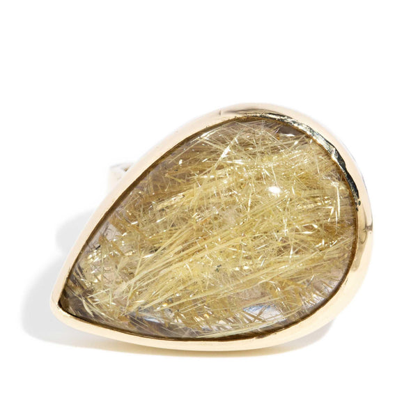 Romi 1990s Rutilated Quartz Ring 9ct Gold