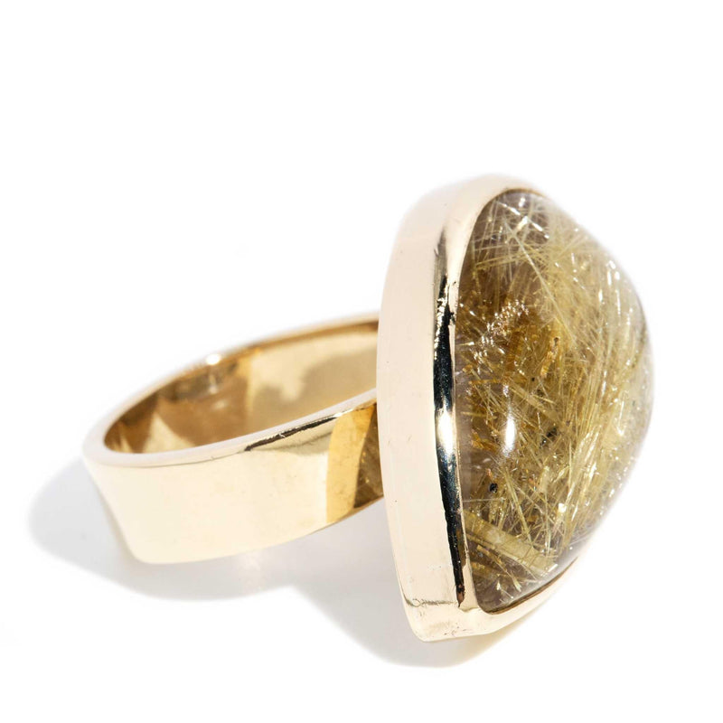 Romi 1990s Rutilated Quartz Ring 9ct Gold