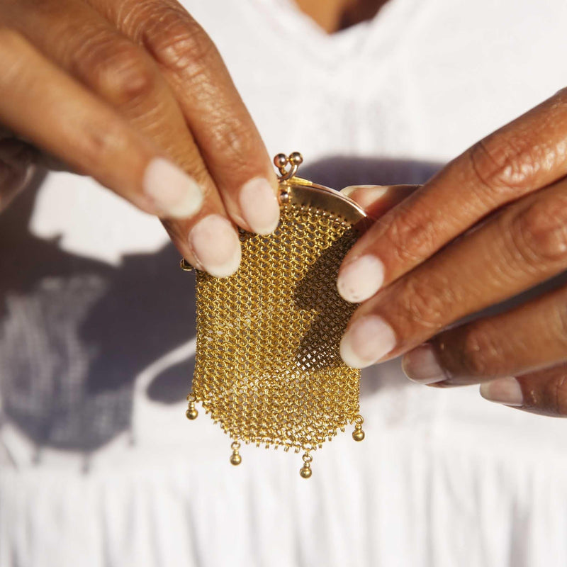 Ronin Edwardian 1900s Antique French Mesh Purse 9ct Gold