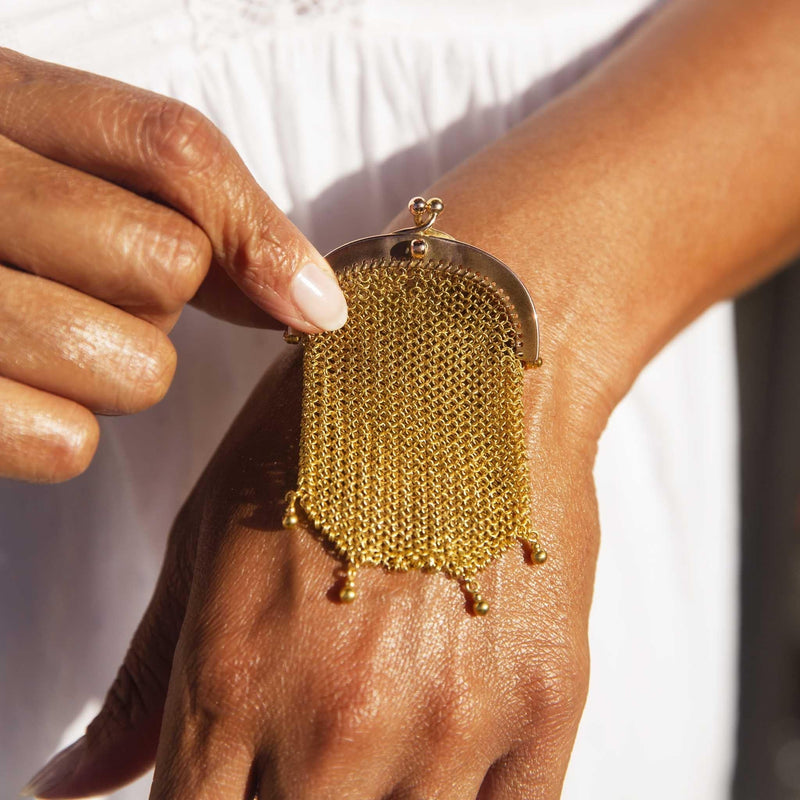 Ronin Edwardian 1900s Antique French Mesh Purse 9ct Gold