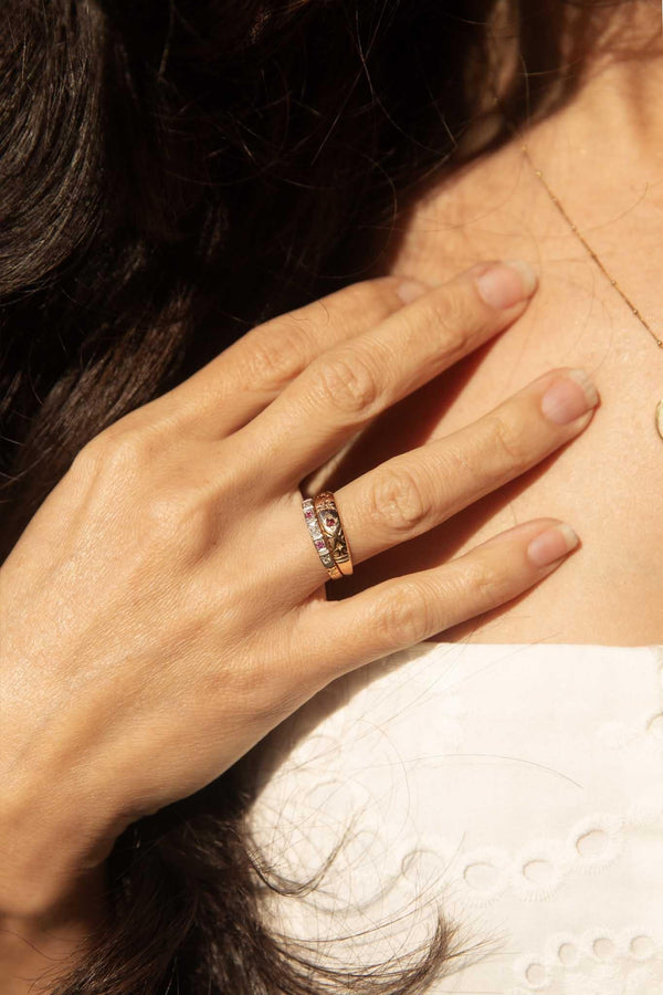 Rose 1930s Ruby & Diamond Ring 18ct Gold