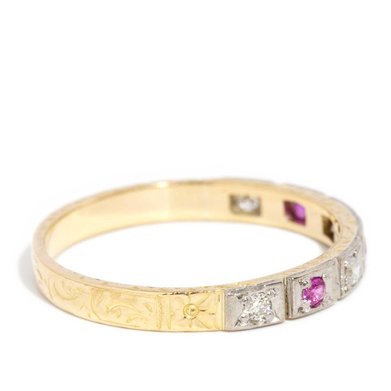 Rose 1930s Ruby & Diamond Ring 18ct Gold