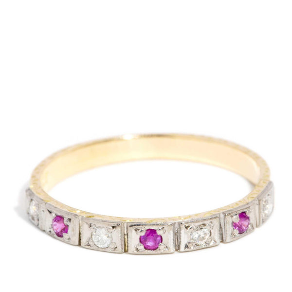 Rose 1930s Ruby & Diamond Ring 18ct Gold