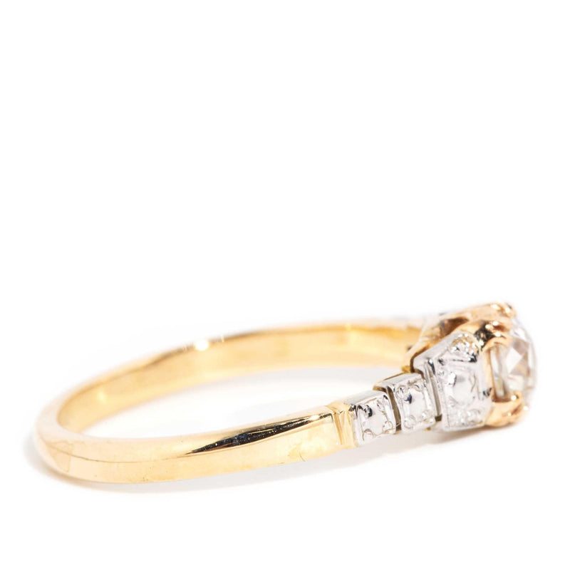 Sansa 1950s Stepped Diamond Solitaire Ring 18ct Gold