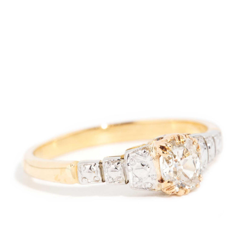 Sansa 1950s Stepped Diamond Solitaire Ring 18ct Gold