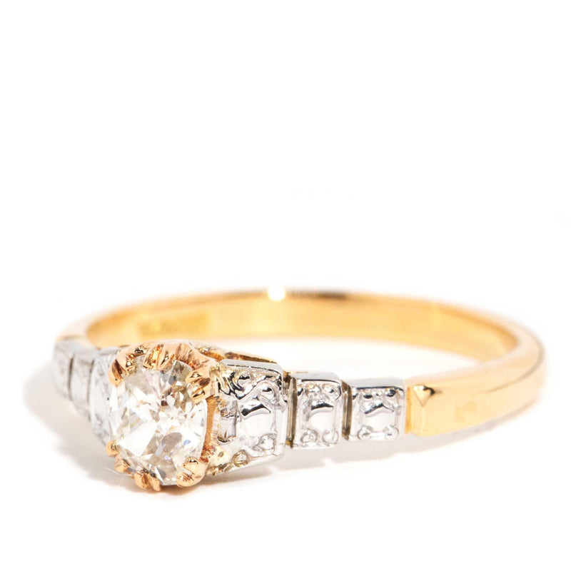 Sansa 1950s Stepped Diamond Solitaire Ring 18ct Gold