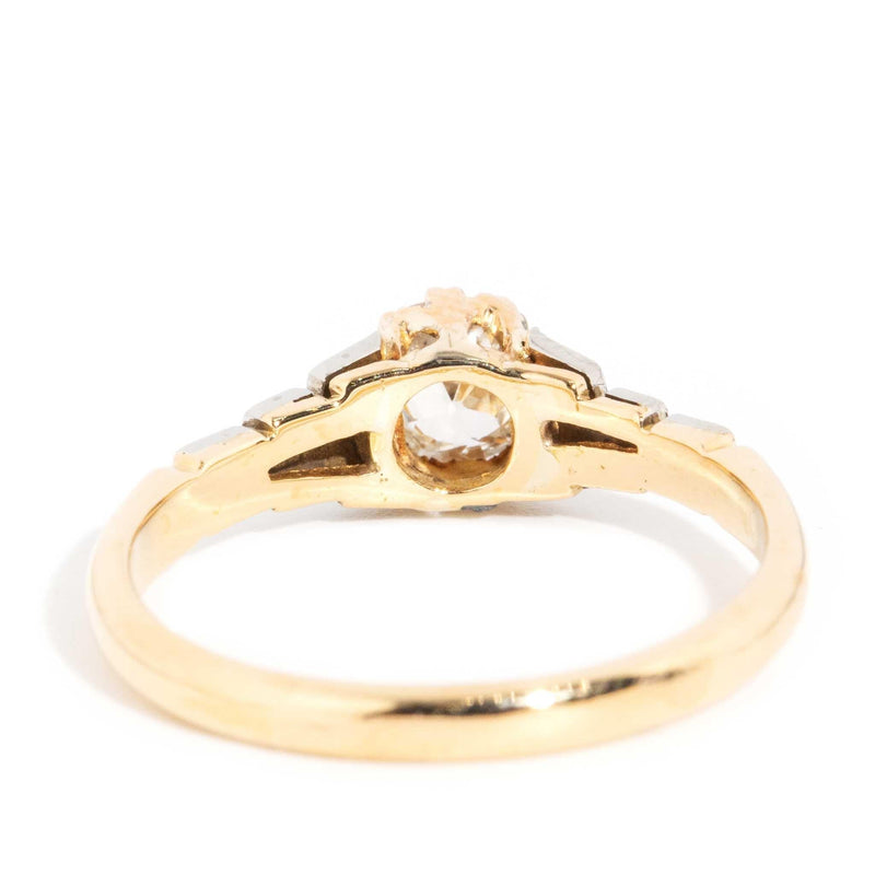 Sansa 1950s Stepped Diamond Solitaire Ring 18ct Gold