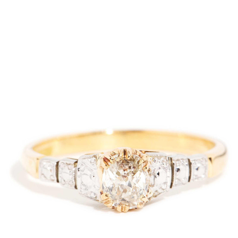 Sansa 1950s Stepped Diamond Solitaire Ring 18ct Gold