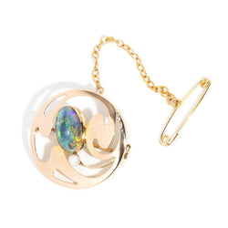 Sarah 1920s 1.48 Carat Opal & Pearl Brooch 15ct Gold