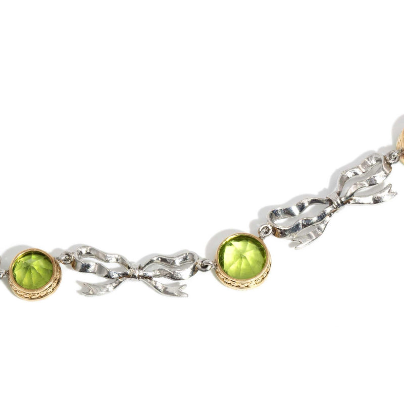 Selene Diamond & Peridot Art Deco Necklace 18ct & Platinum