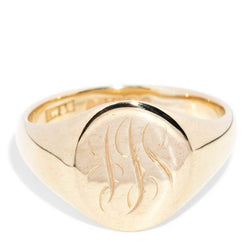 Seth 1958 Oval Initialed Signet Ring 9ct Gold