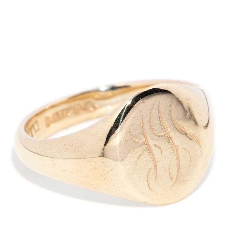 Seth 1958 Oval Initialed Signet Ring 9ct Gold