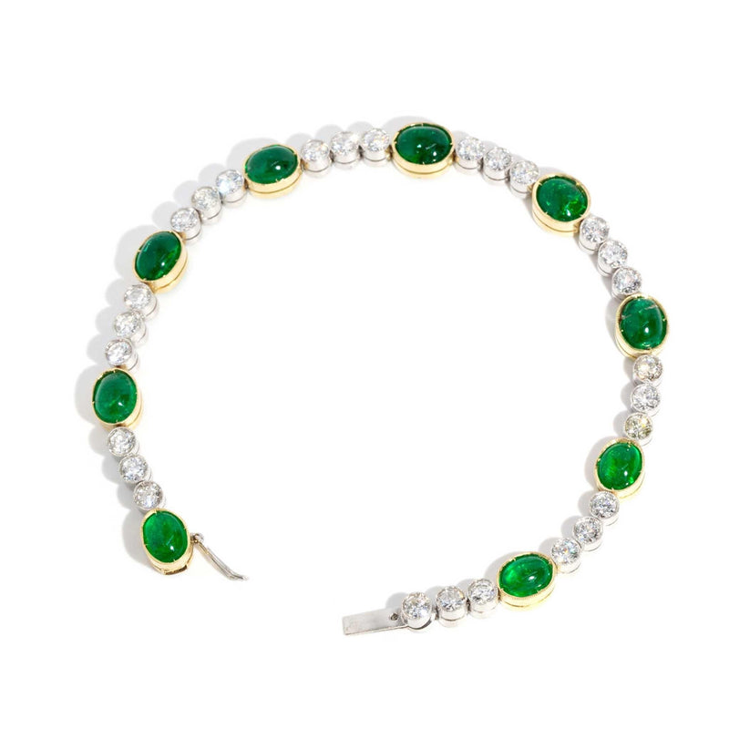 Shai 1980s 7.20ct Emerald & 3.24ct Diamond Tennis Bracelet 18ct