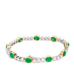 Shai 1980s 7.20ct Emerald & 3.24ct Diamond Tennis Bracelet 18ct