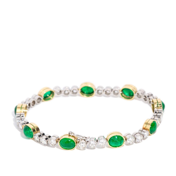 Shai 1980s 7.20ct Emerald & 3.24ct Diamond Tennis Bracelet 18ct