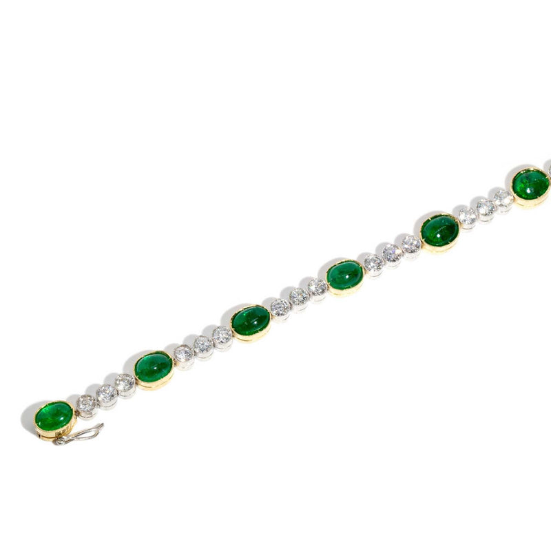 Shai 1980s 7.20ct Emerald & 3.24ct Diamond Tennis Bracelet 18ct