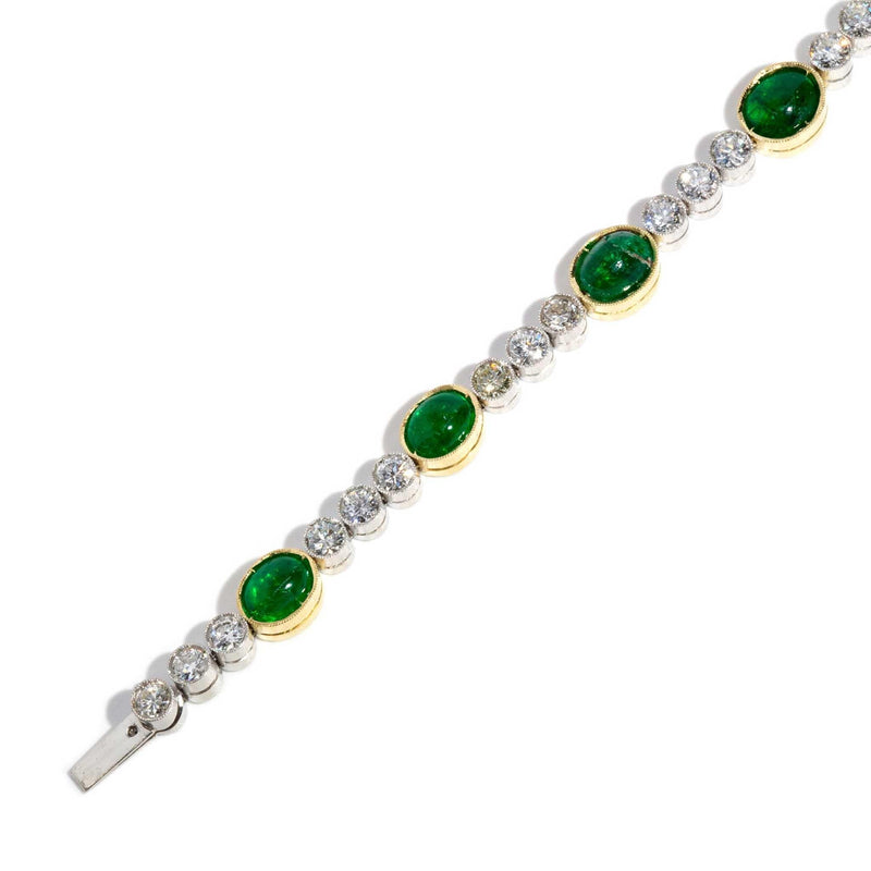 Shai 1980s 7.20ct Emerald & 3.24ct Diamond Tennis Bracelet 18ct