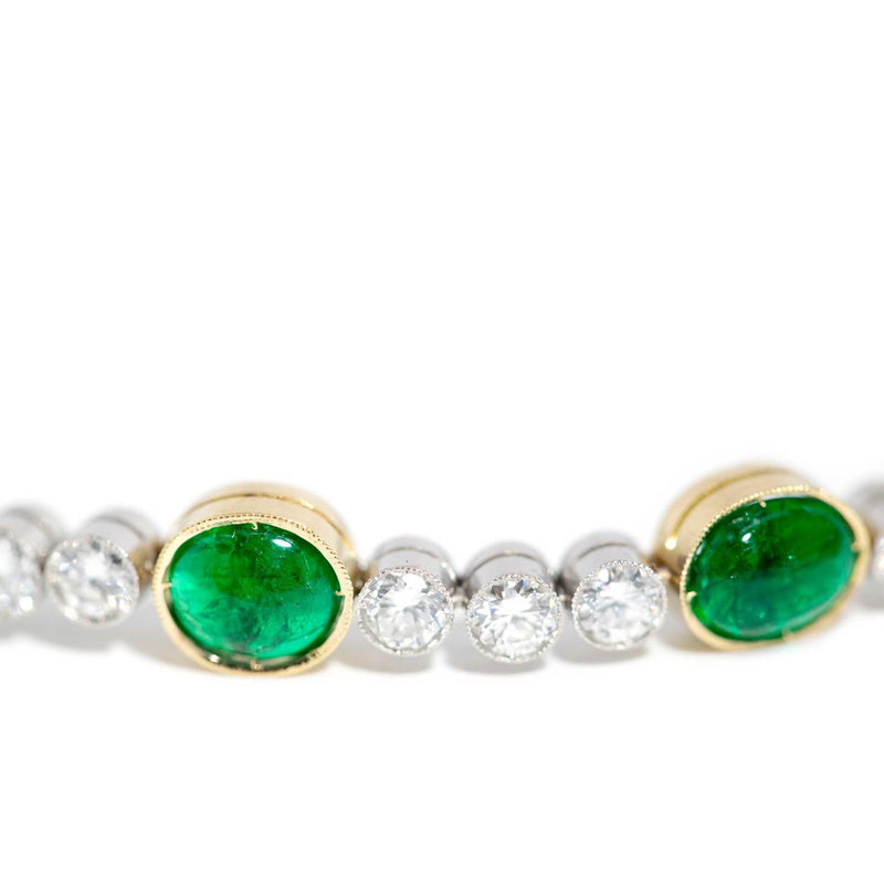 Shai 1980s 7.20ct Emerald & 3.24ct Diamond Tennis Bracelet 18ct