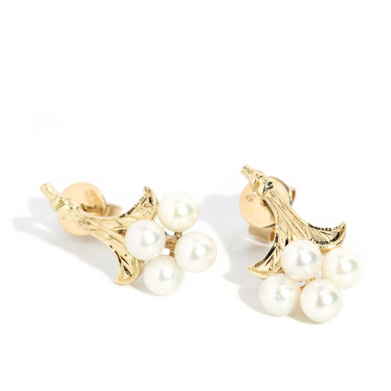 Shamda 1940s Cultured Pearl Earrings 18ct