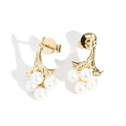 Shamda 1940s Cultured Pearl Earrings 18ct