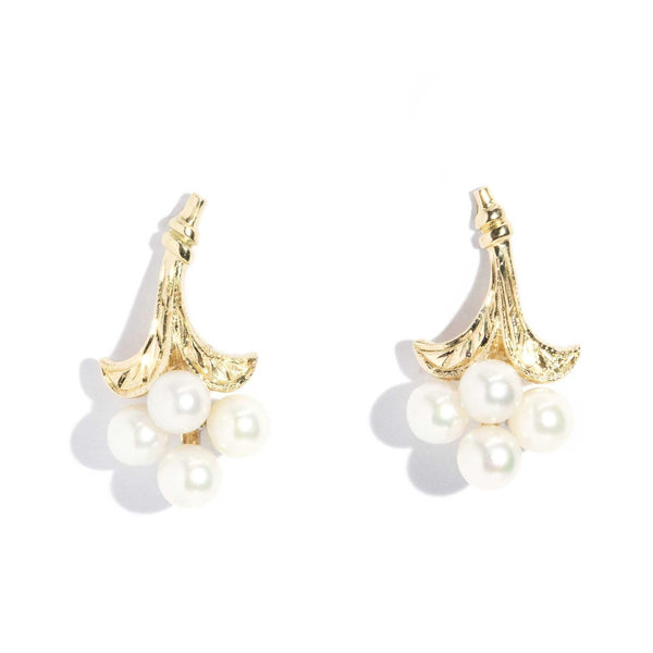 Shamda 1940s Cultured Pearl Earrings 18ct