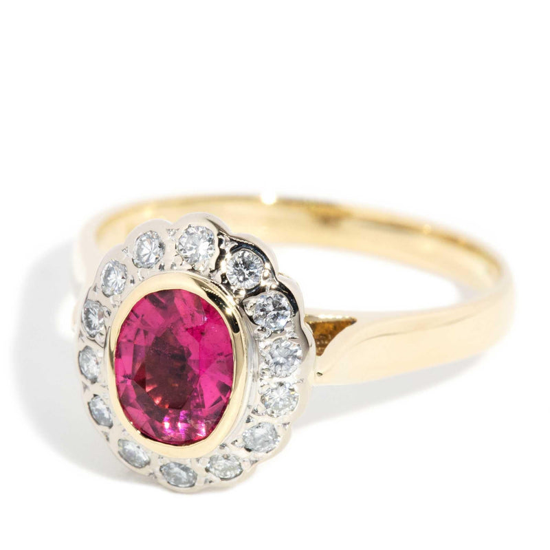 Shea Pink Tourmaline Diamond Halo Ring 18ct Gold