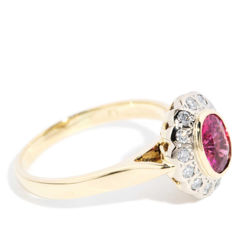 Shea Pink Tourmaline Diamond Halo Ring 18ct Gold