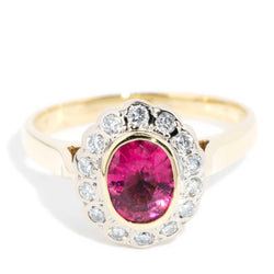 Shea Pink Tourmaline Diamond Halo Ring 18ct Gold