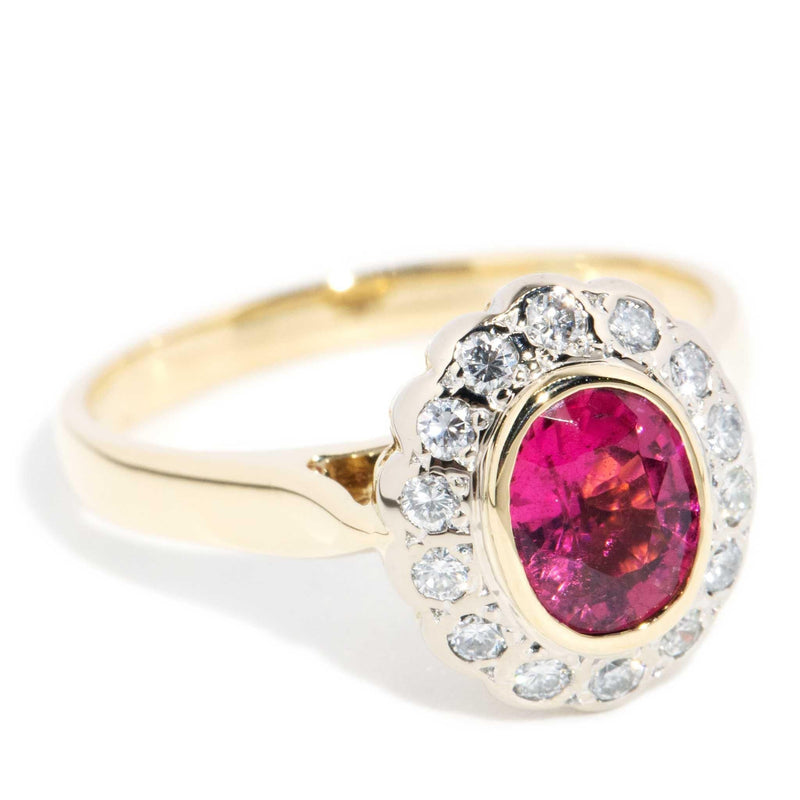 Shea Pink Tourmaline Diamond Halo Ring 18ct Gold