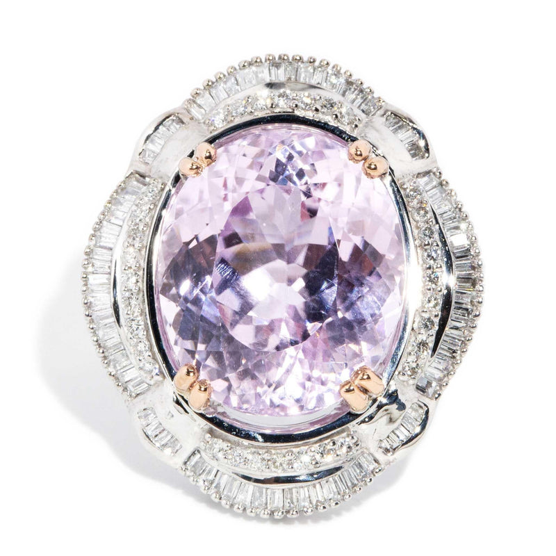 Sophia Kunzite & Diamond Ring 14ct White & Rose Gold