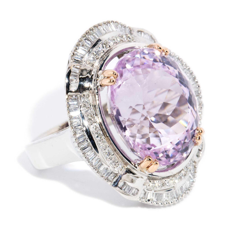 Sophia Kunzite & Diamond Ring 14ct White & Rose Gold