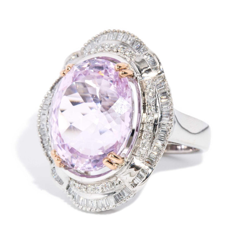 Sophia Kunzite & Diamond Ring 14ct White & Rose Gold