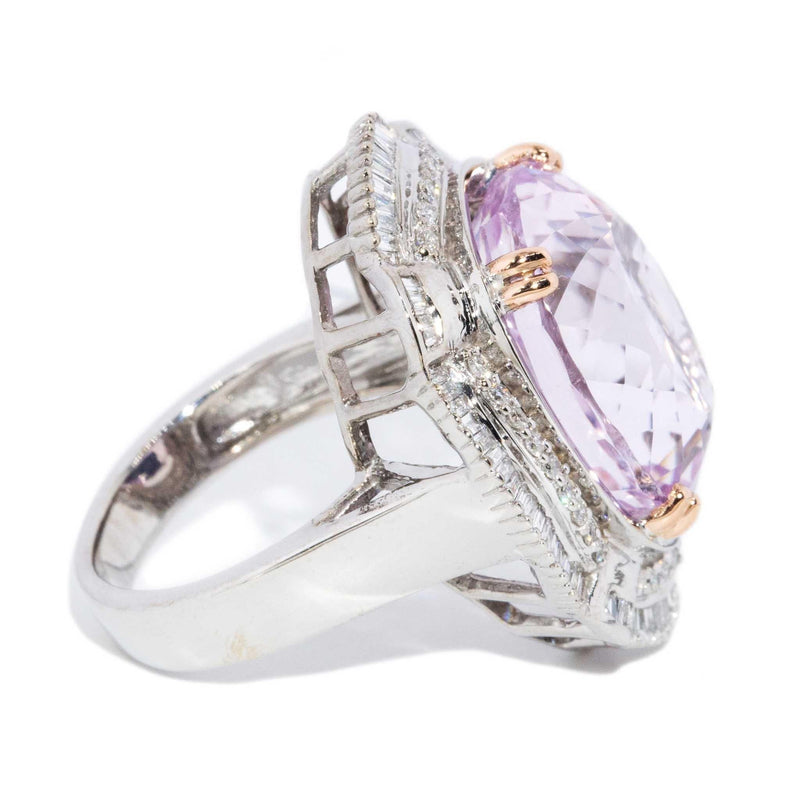 Sophia Kunzite & Diamond Ring 14ct White & Rose Gold